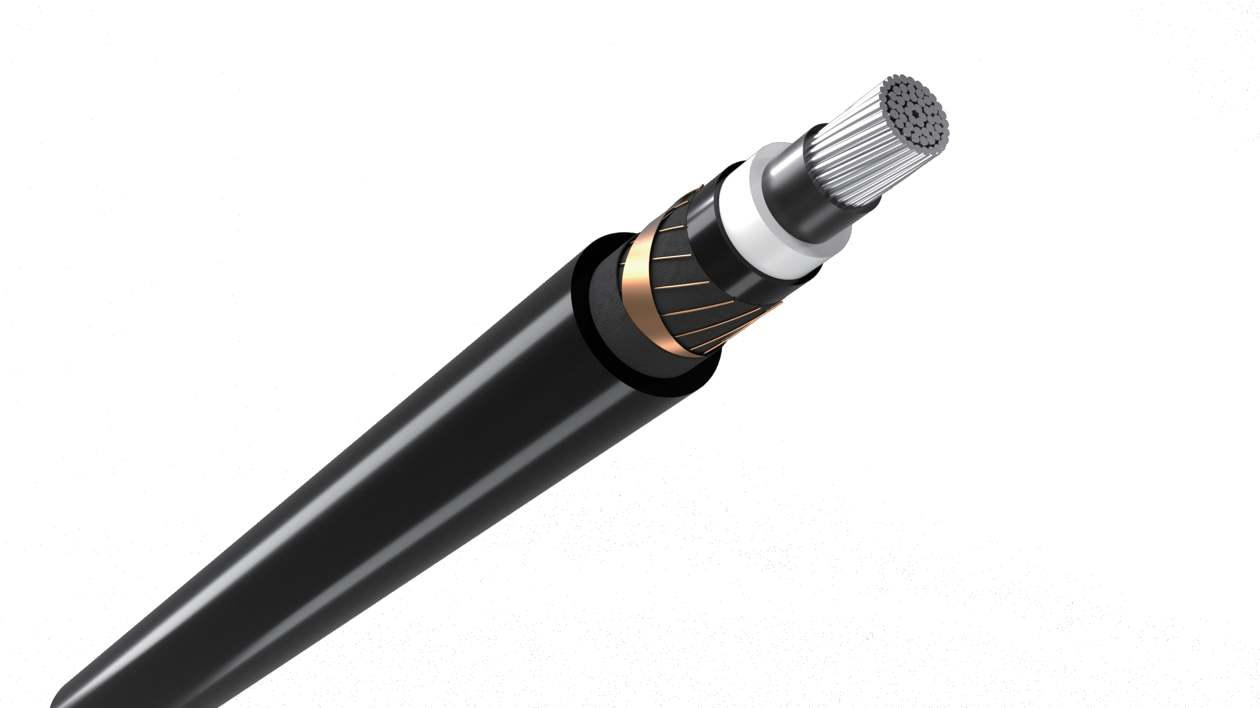 Armored PV cable cross-section with copper shielding for utility-scale solar and battery storage